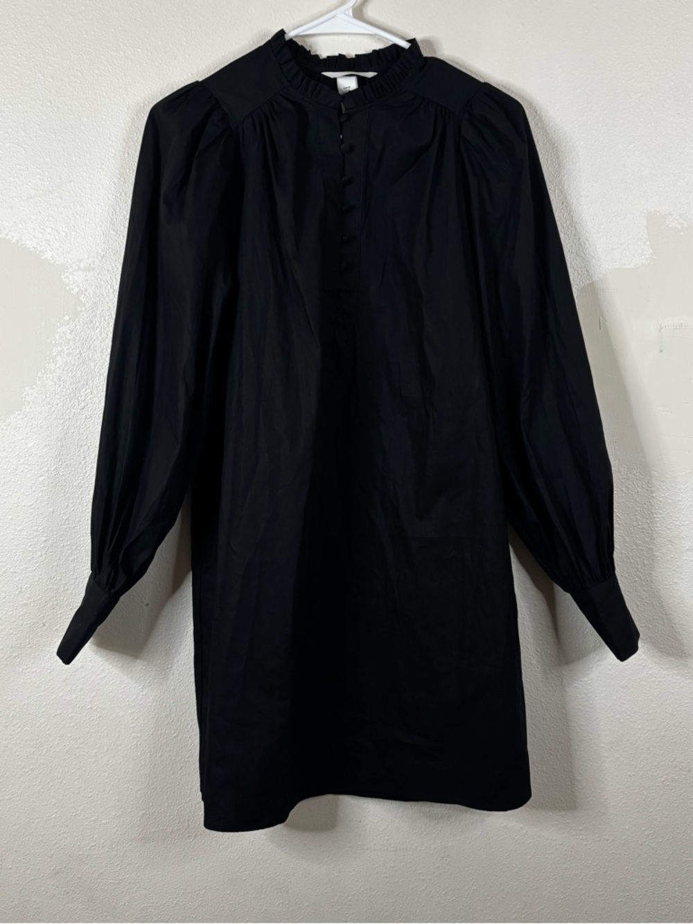 Black Shift Dress 100% Cotton Sz XS Goth Victorian Dark Academia Buttons